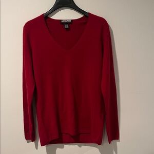 Kirkland Signature Women's V-Neck Sweater in Bold Red